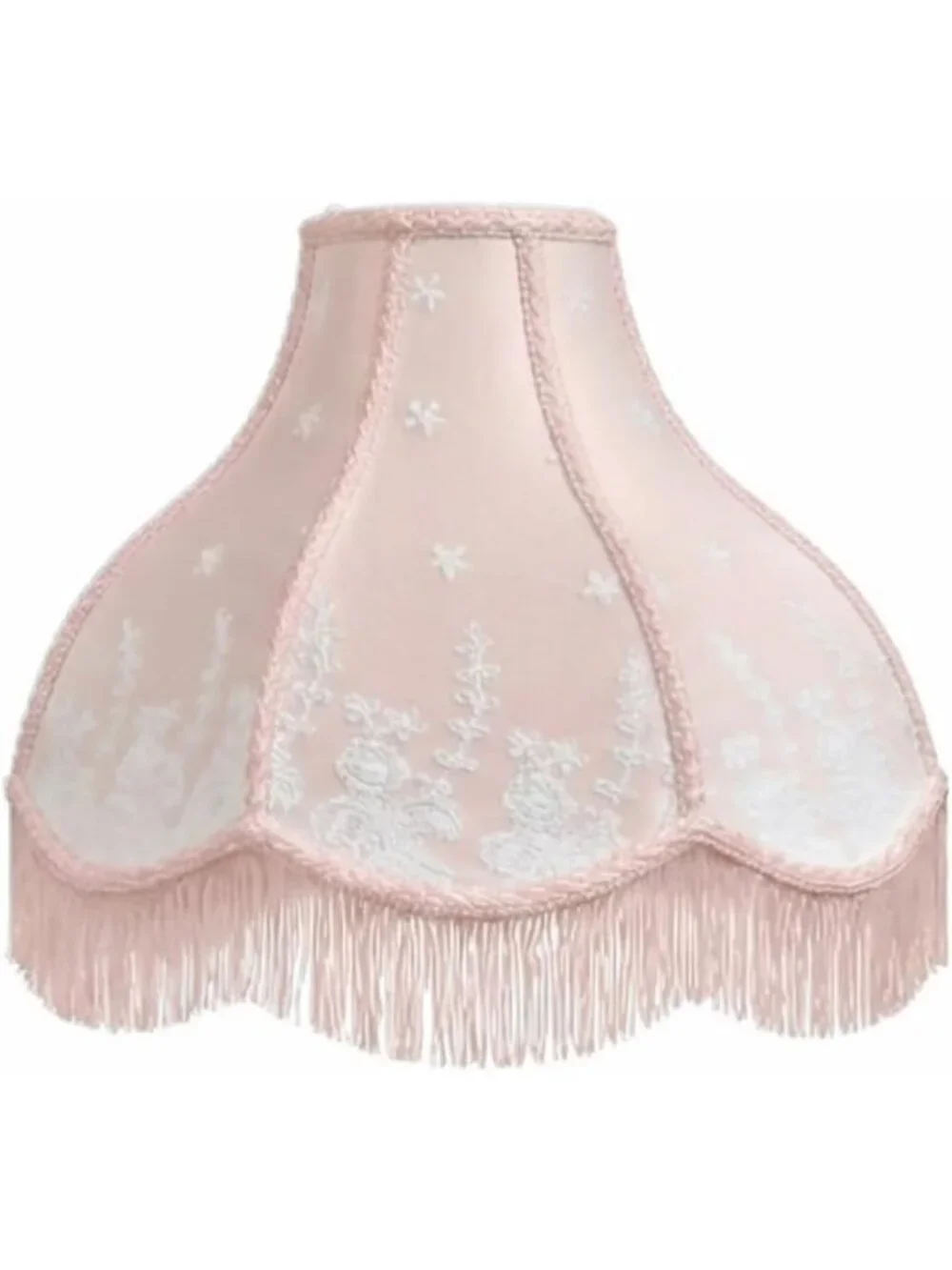 Victorian Scalloped Fringe Lamp Shade - Pink, 3.5 x 11 x 9, Easy Setup, Home